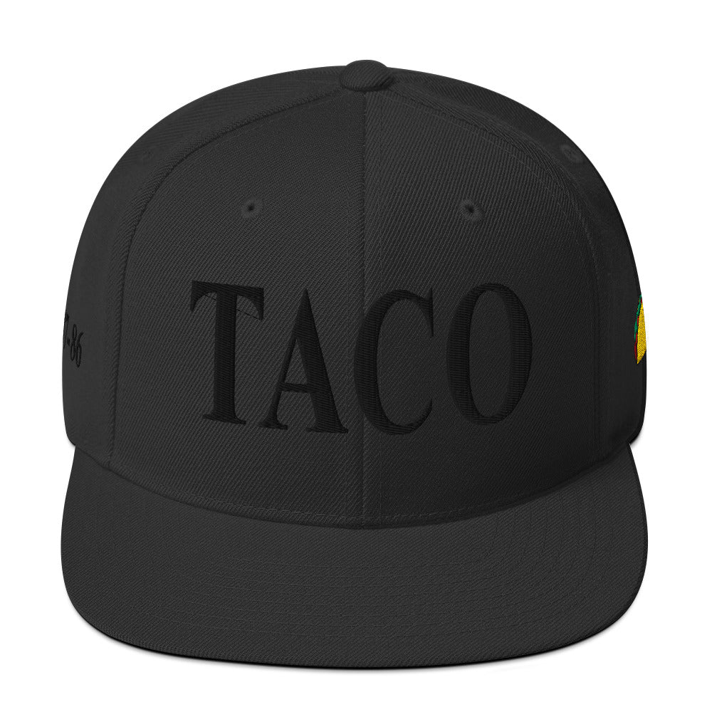 Funny anti-Trump parody hat – Supreme Taco snapback for political humor