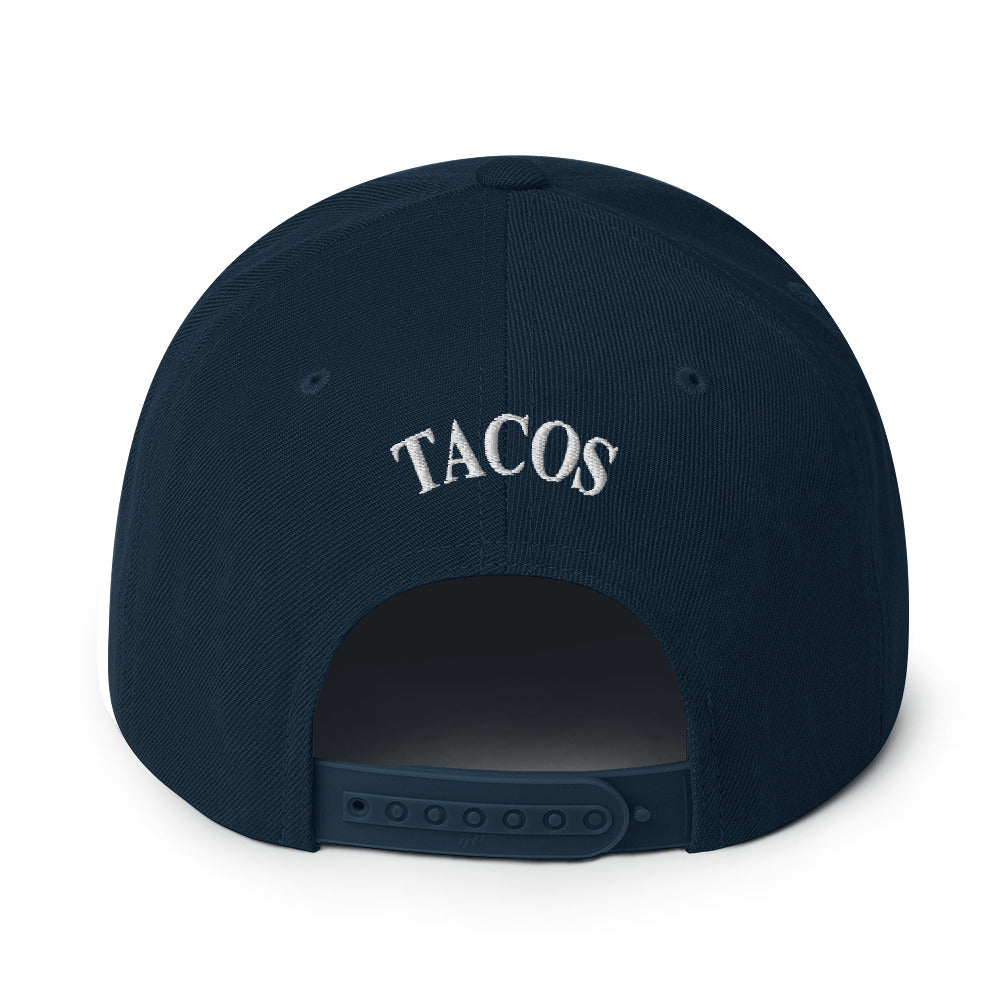 back view of Funny anti-Trump parody hat – Supreme Taco snapback for political humor