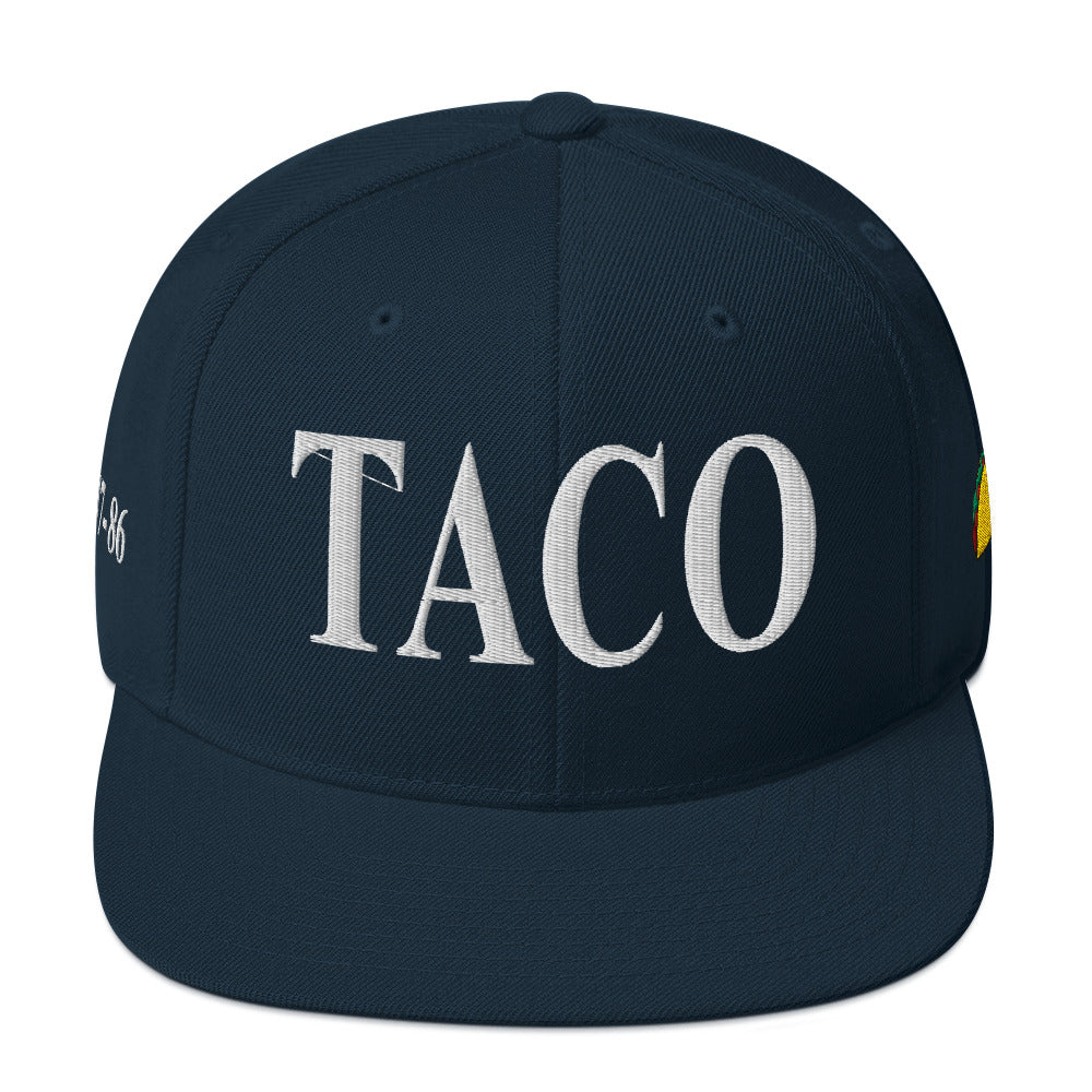 Funny anti-Trump parody hat – Supreme Taco snapback for political humor