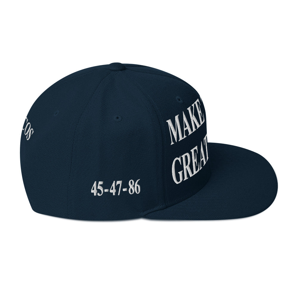 side view of Make Tacos Great Again snapback – anti-Trump parody hat with taco design
