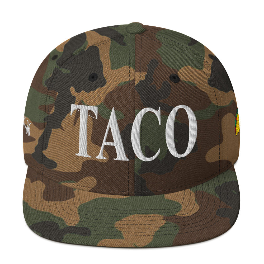 Funny anti-Trump parody hat – Supreme Taco snapback for political humor