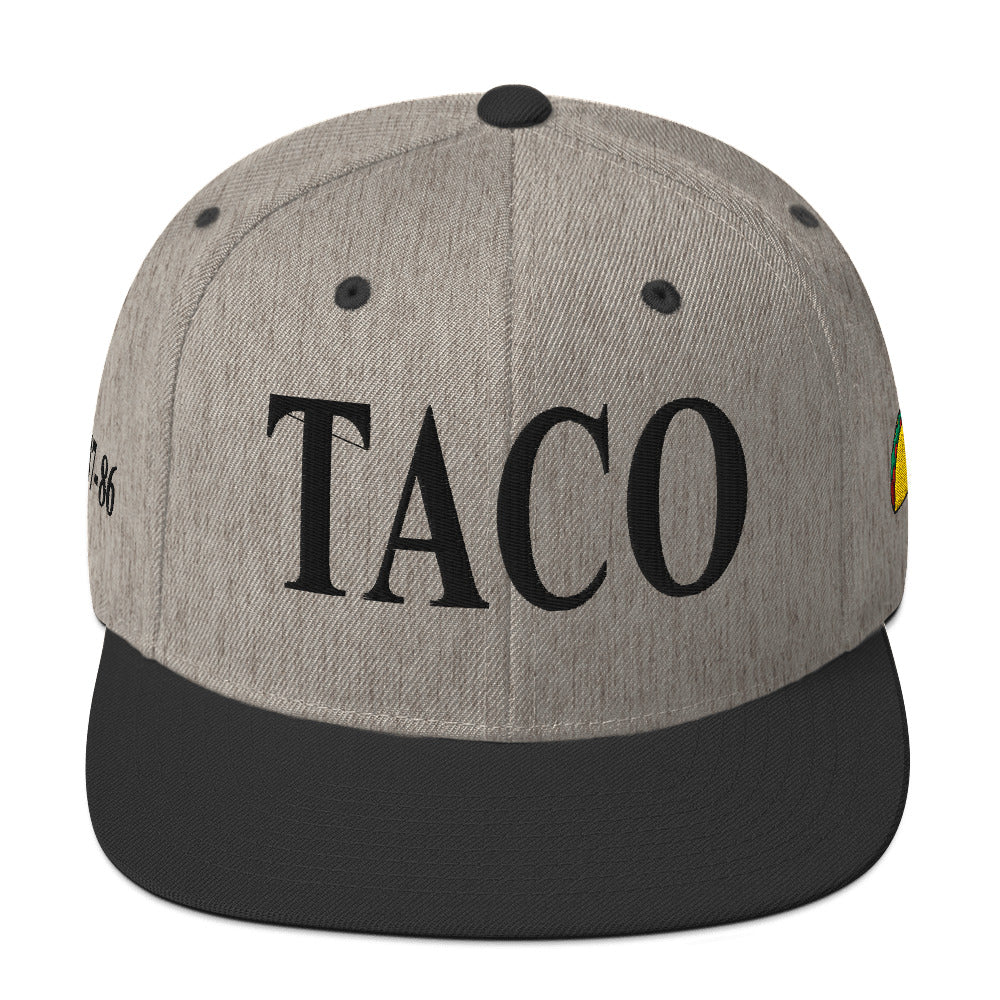 Funny anti-Trump parody hat – Supreme Taco snapback for political humor