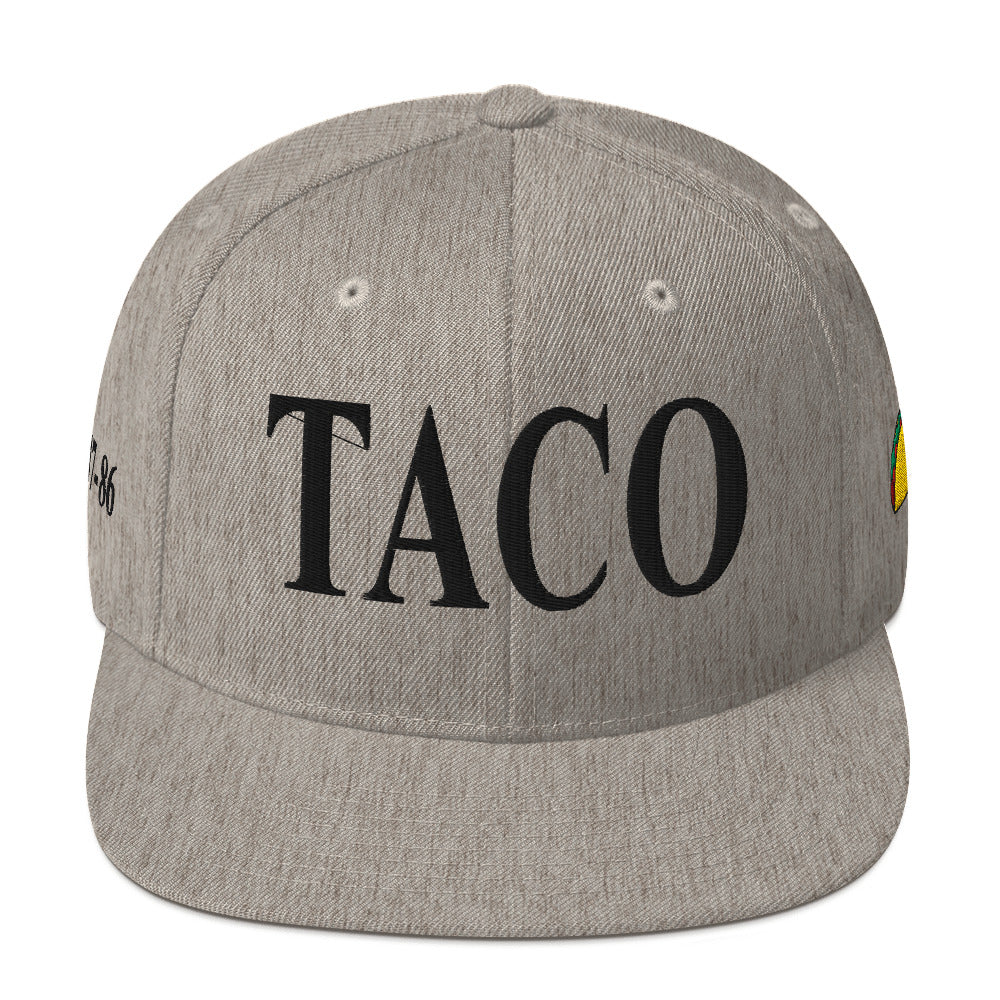 Funny anti-Trump parody hat – Supreme Taco snapback for political humor
