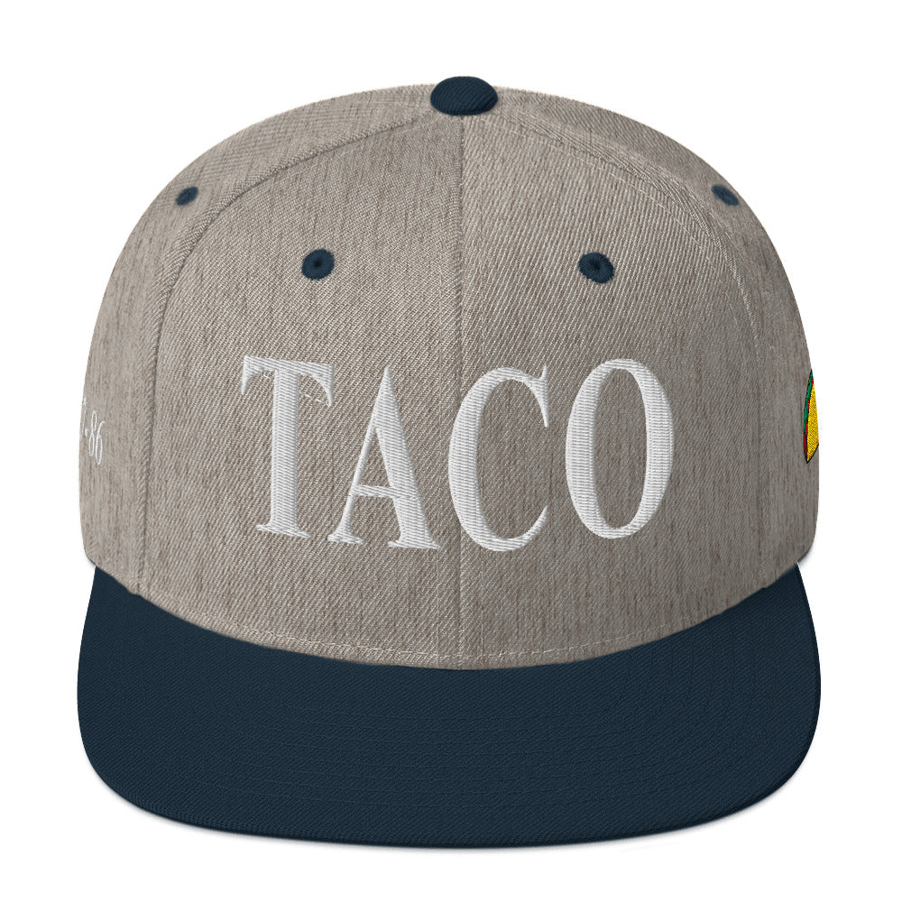 Funny anti-Trump parody hat – Supreme Taco snapback for political humor
