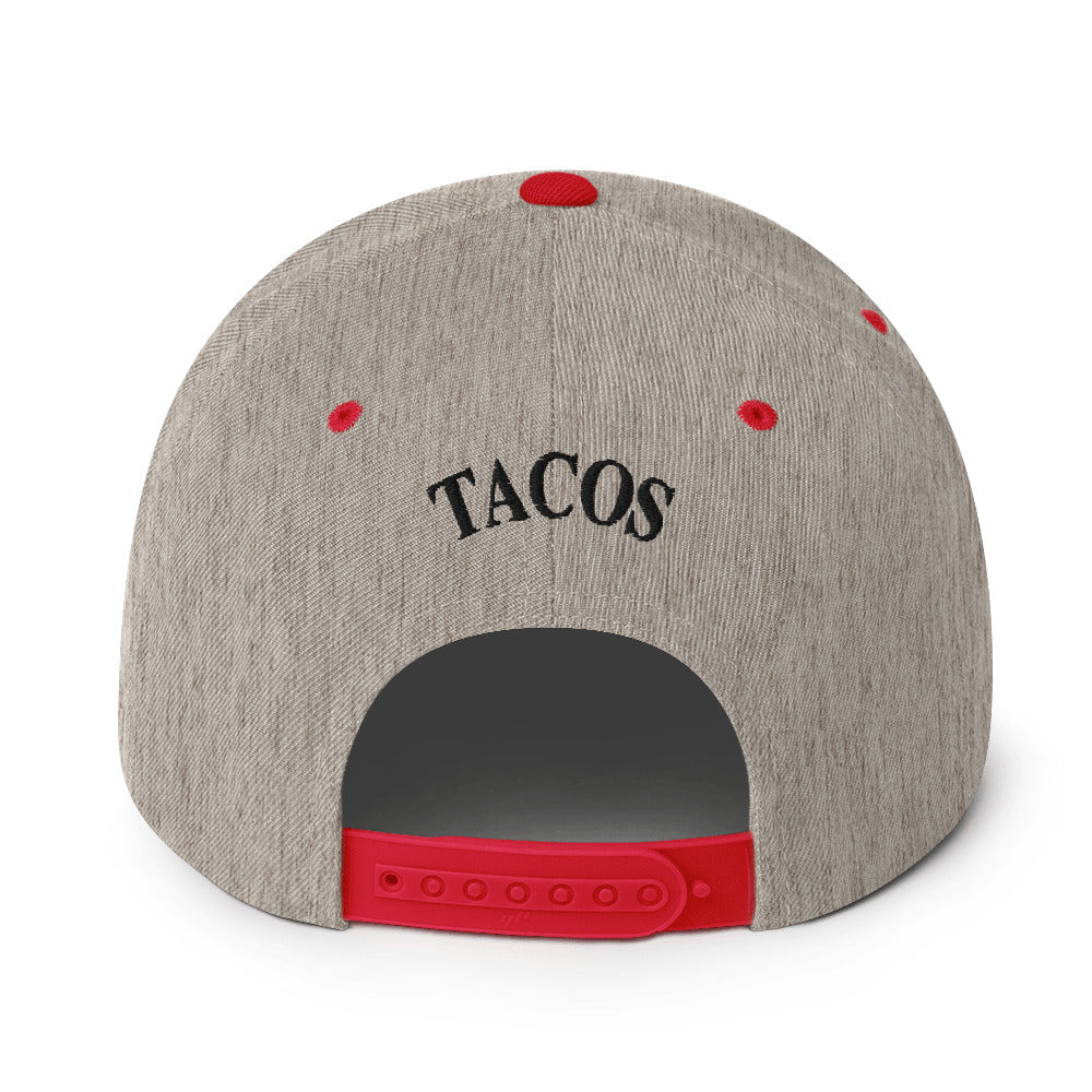 rear view Funny anti-Trump parody hat – Supreme Taco snapback for political humor