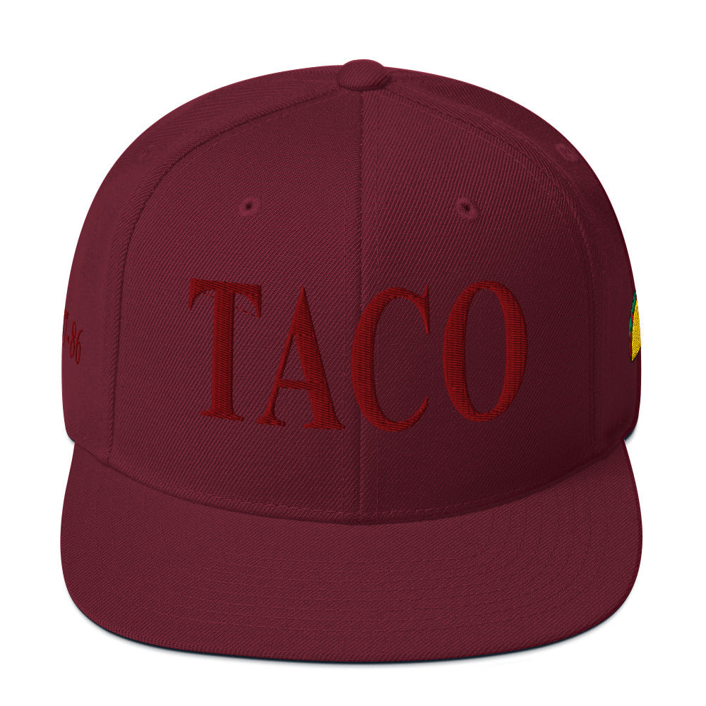 Funny anti-Trump parody hat – Supreme Taco snapback for political humor