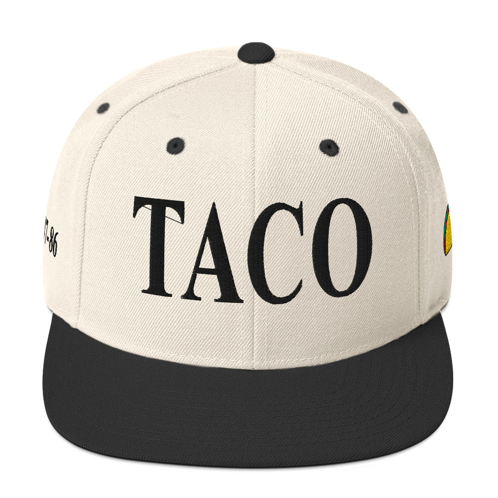 Funny anti-Trump parody hat – Supreme Taco snapback for political humor