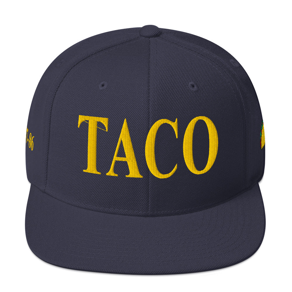 Funny anti-Trump parody hat – Supreme Taco snapback for political humor
