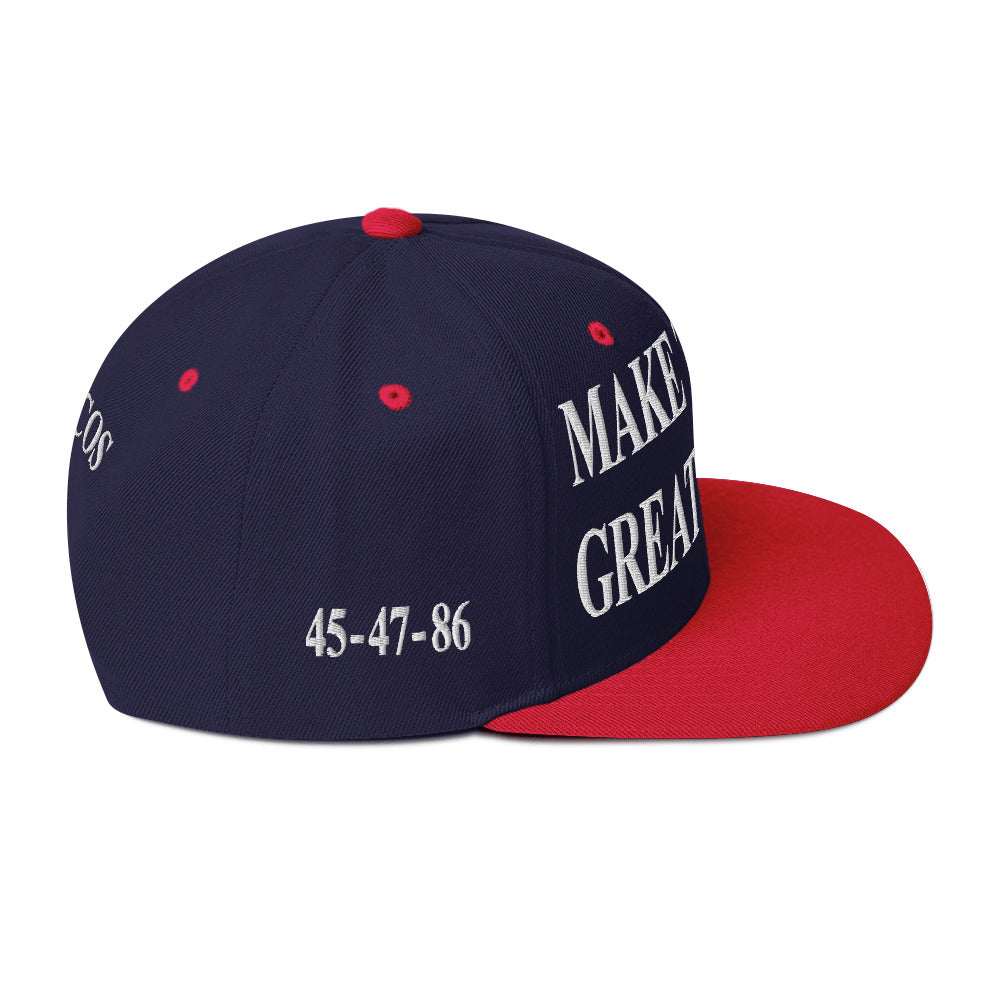side view of Make Tacos Great Again snapback – anti-Trump parody hat with taco design