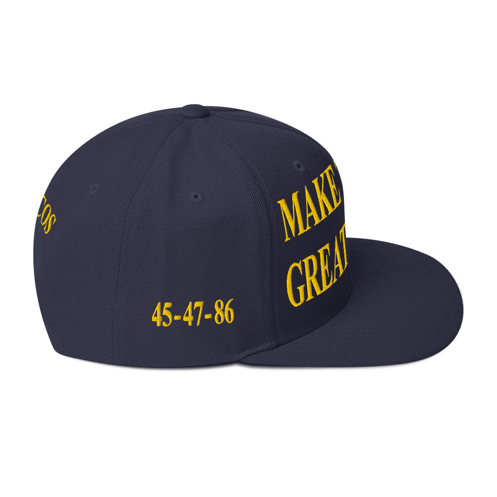 side view of Make Tacos Great Again snapback – anti-Trump parody hat with taco design