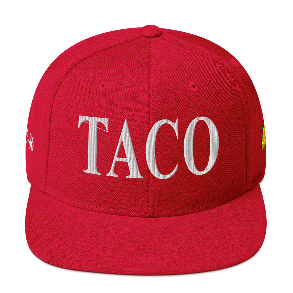 Funny anti-Trump parody hat – Supreme Taco snapback for political humor