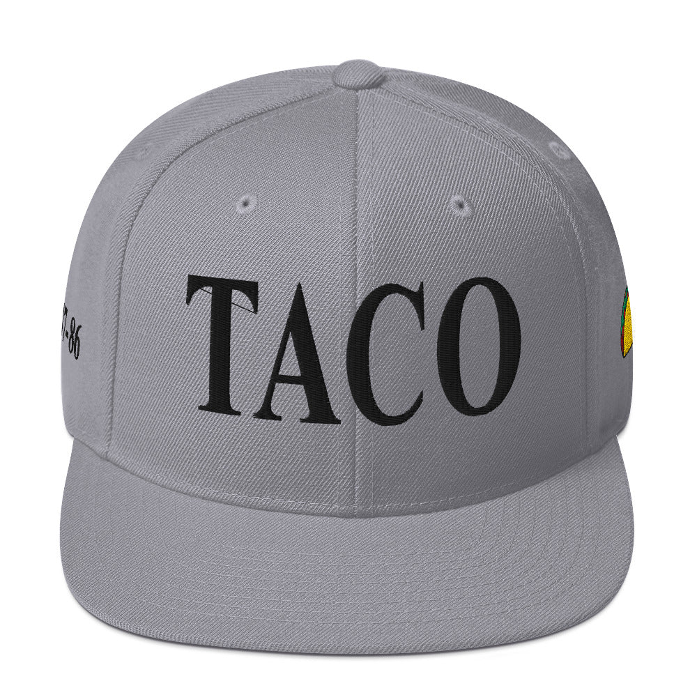 Funny anti-Trump parody hat – Supreme Taco snapback for political humor