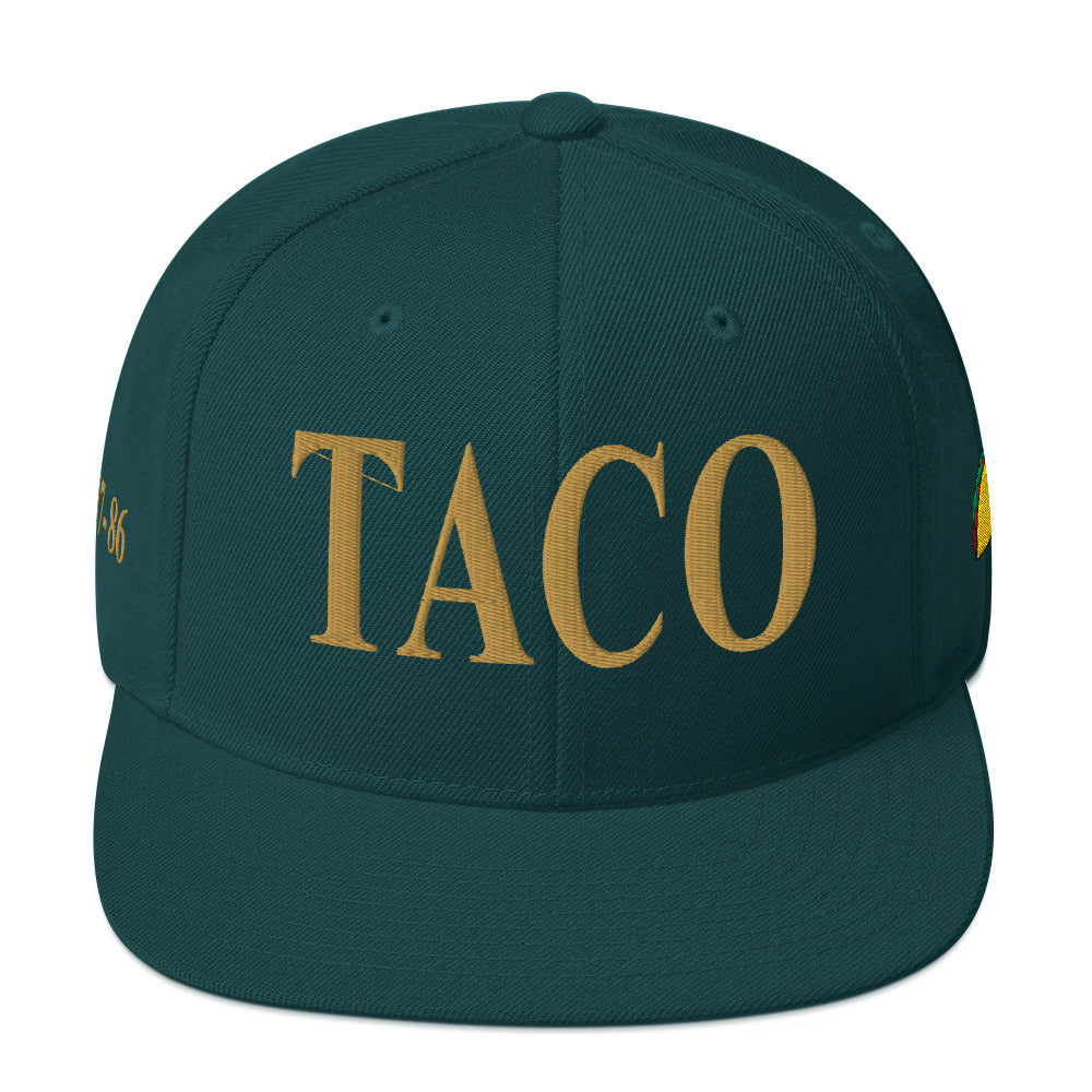 Funny anti-Trump parody hat – Supreme Taco snapback for political humor